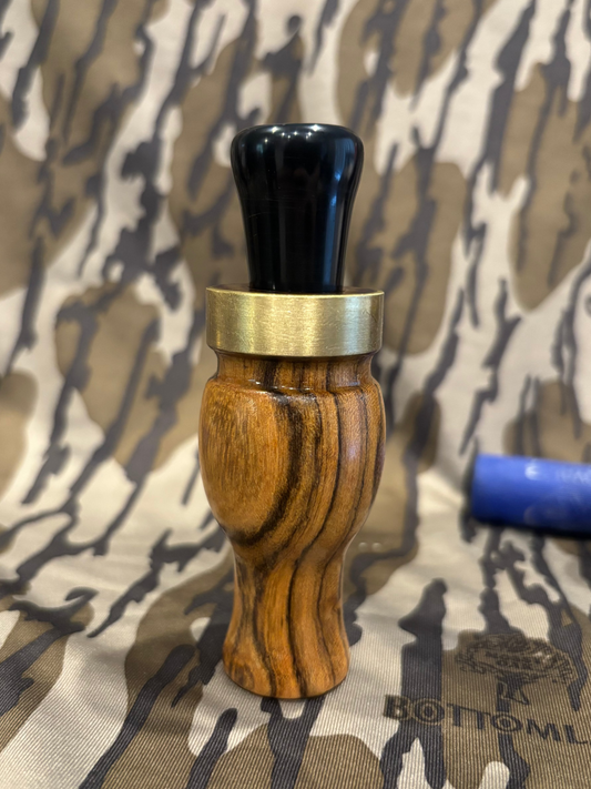 Handmade Bocote and Black Acrylic Single Reed Duck Call #003